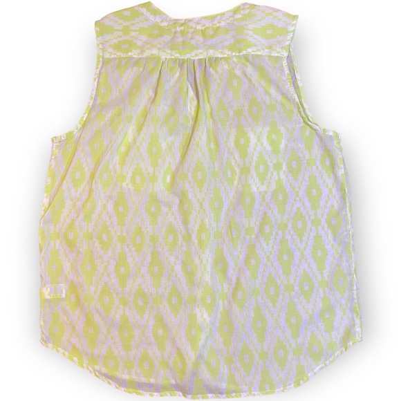 2for$30 American Eagle Neon Green White Sleeveless Button Summer Top Size Large - Picture 2 of 10